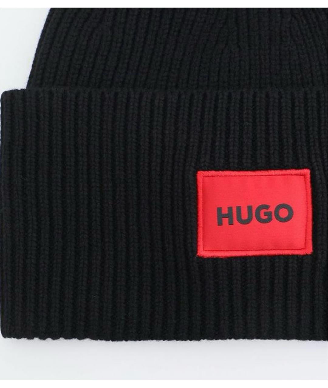 HUGO Черная шерстяная шапка, фото 5