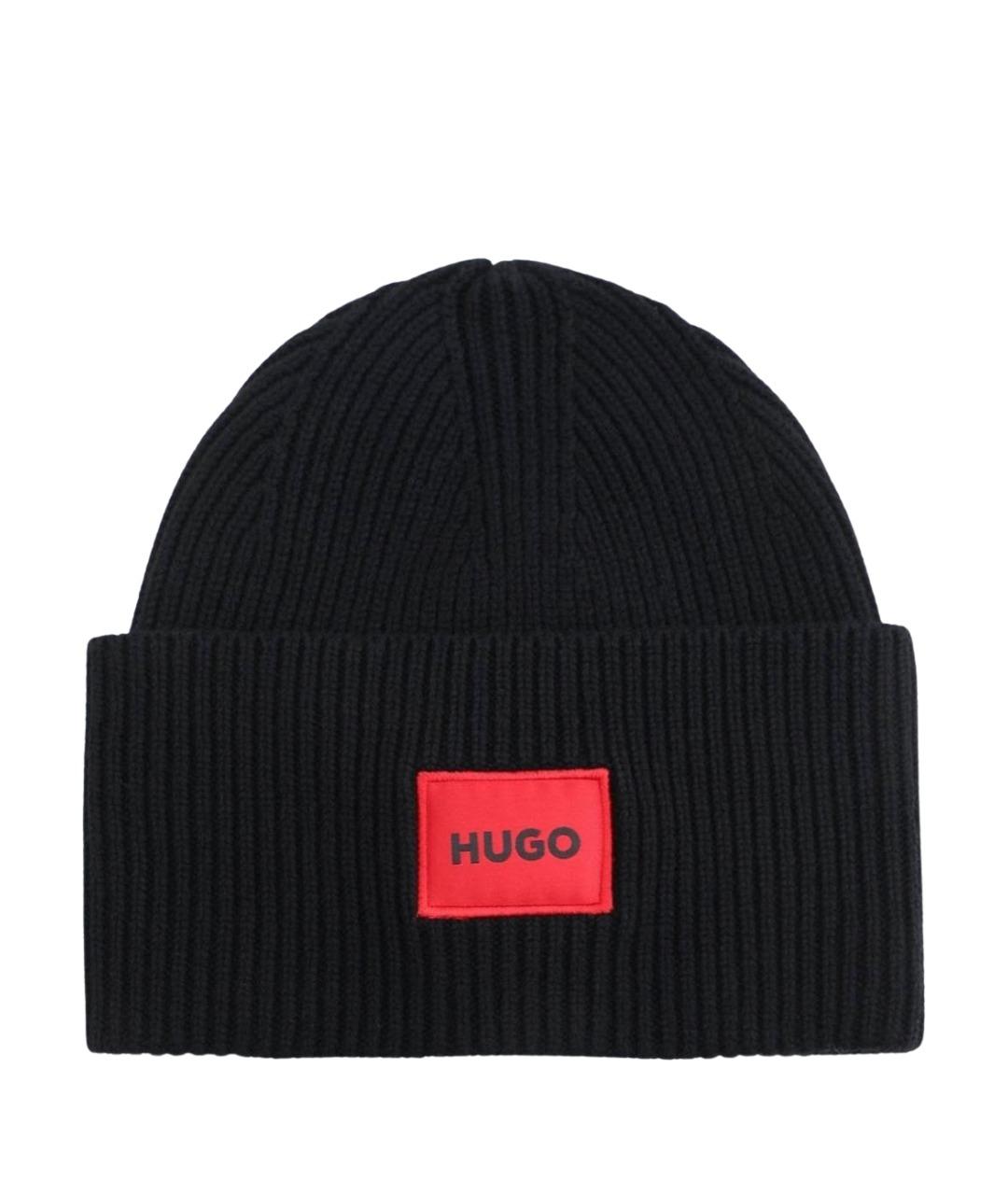 HUGO Черная шерстяная шапка, фото 1