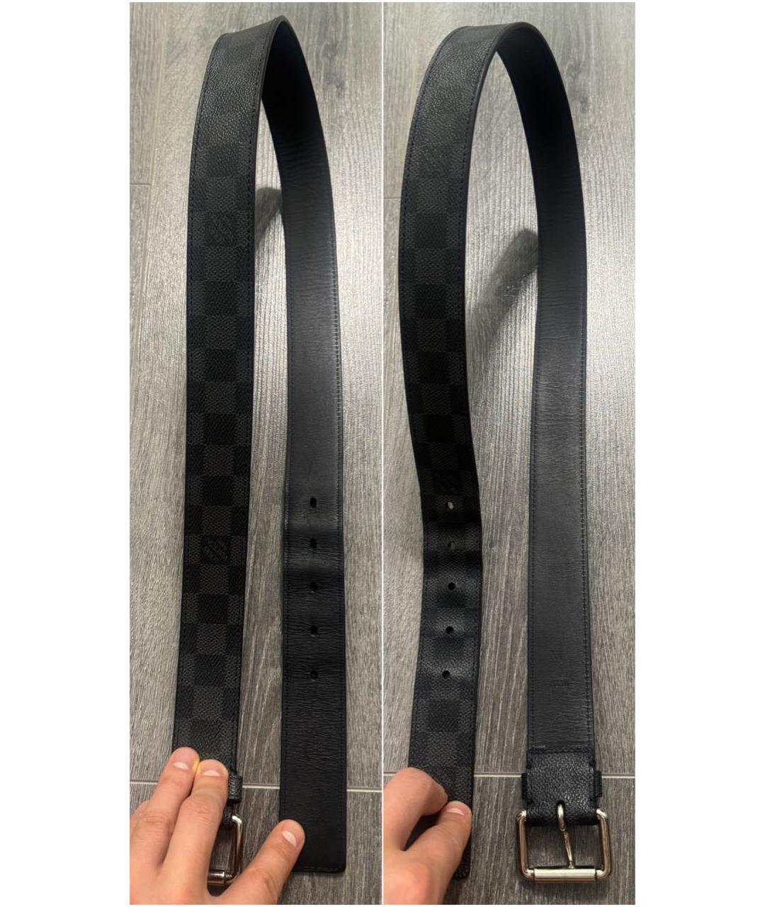 LOUIS VUITTON Черный кожаный ремень, фото 5