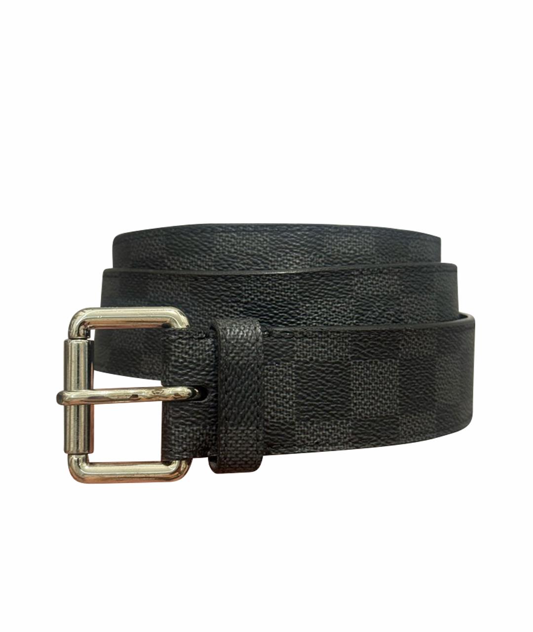 LOUIS VUITTON Черный кожаный ремень, фото 1