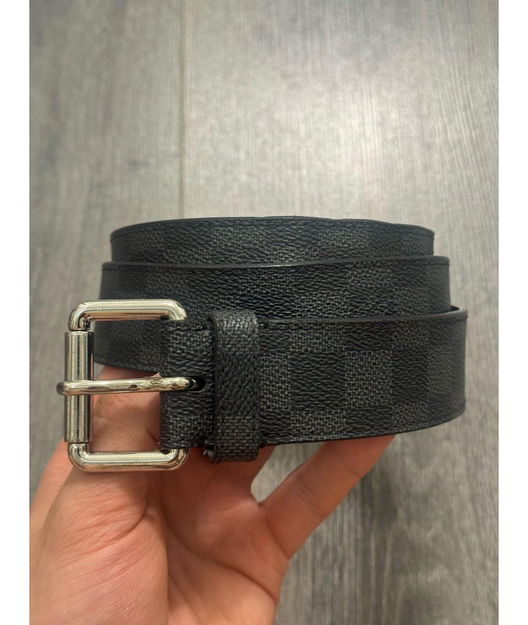 LOUIS VUITTON Черный кожаный ремень, фото 7