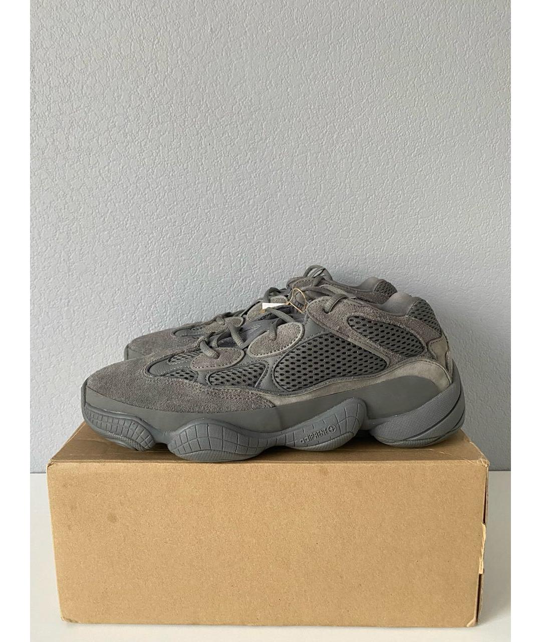 ADIDAS YEEZY Антрацитовые замшевые низкие кроссовки / кеды, фото 3