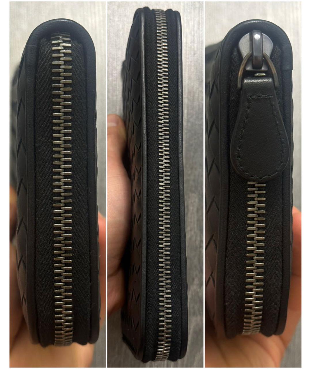 BOTTEGA VENETA Черный кожаный кошелек, фото 3