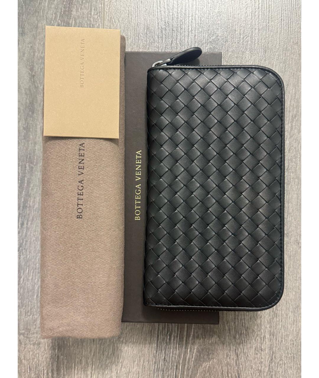 BOTTEGA VENETA Черный кожаный кошелек, фото 7