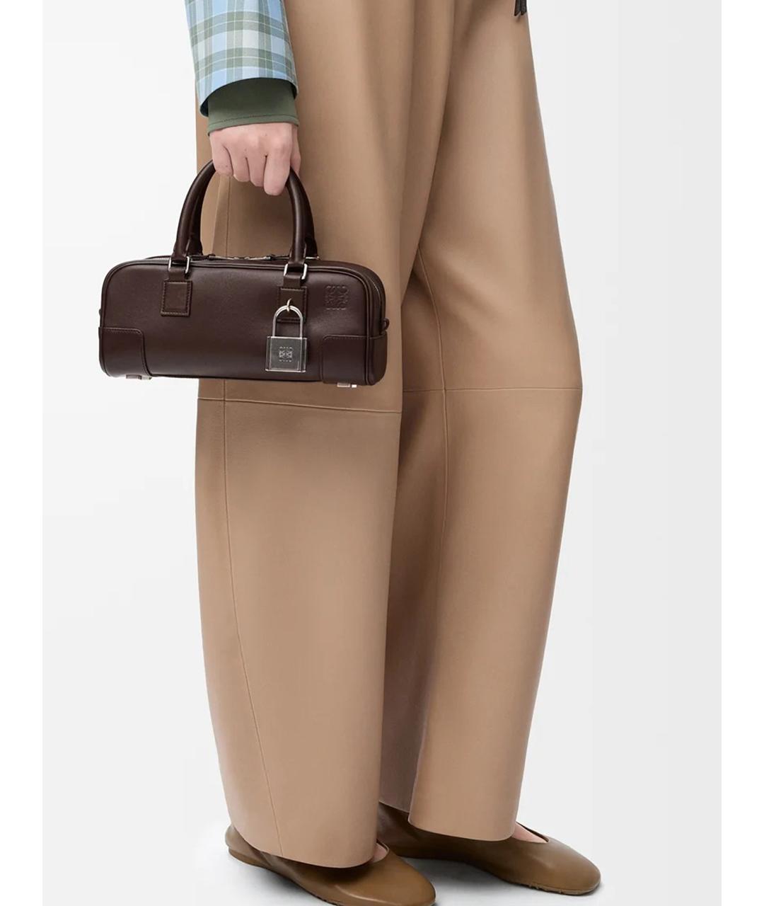 LOEWE Коричневая кожаная сумка с короткими ручками, фото 2