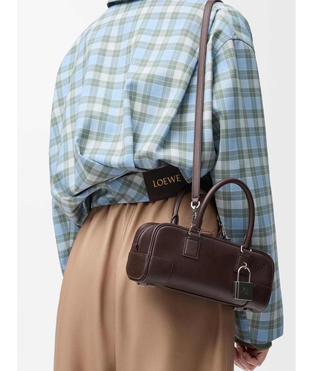 LOEWE Коричневая кожаная сумка с короткими ручками, фото 3