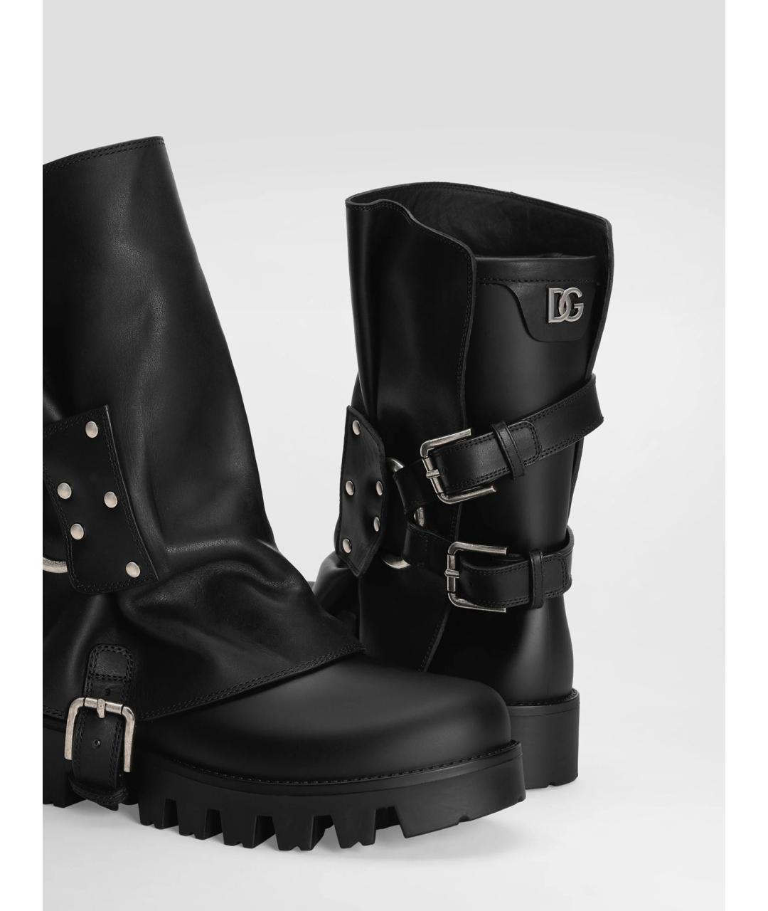 DOLCE&GABBANA Черные кожаные ботинки, фото 3