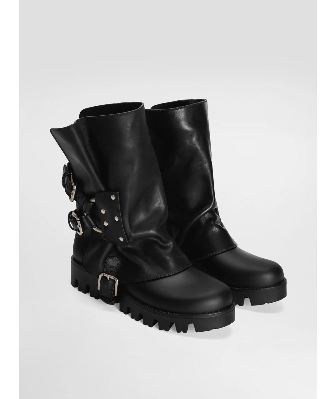 DOLCE&GABBANA Черные кожаные ботинки, фото 2