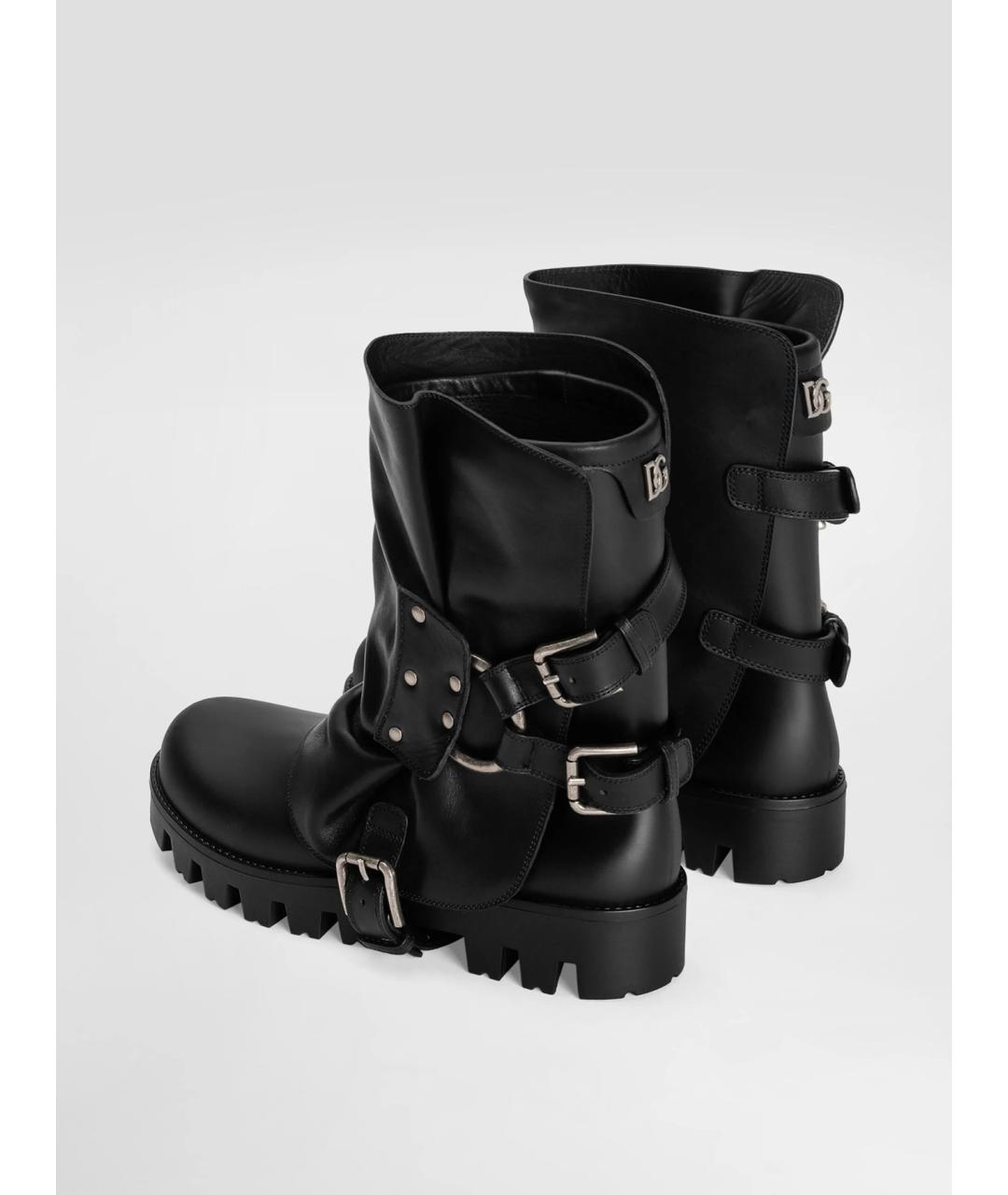 DOLCE&GABBANA Черные кожаные ботинки, фото 4