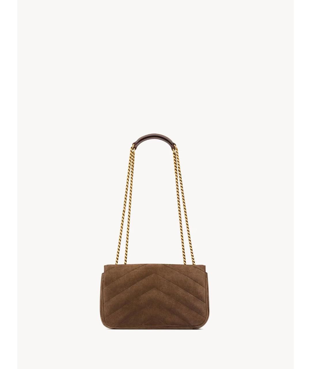 SAINT LAURENT Коричневая замшевая сумка через плечо, фото 4