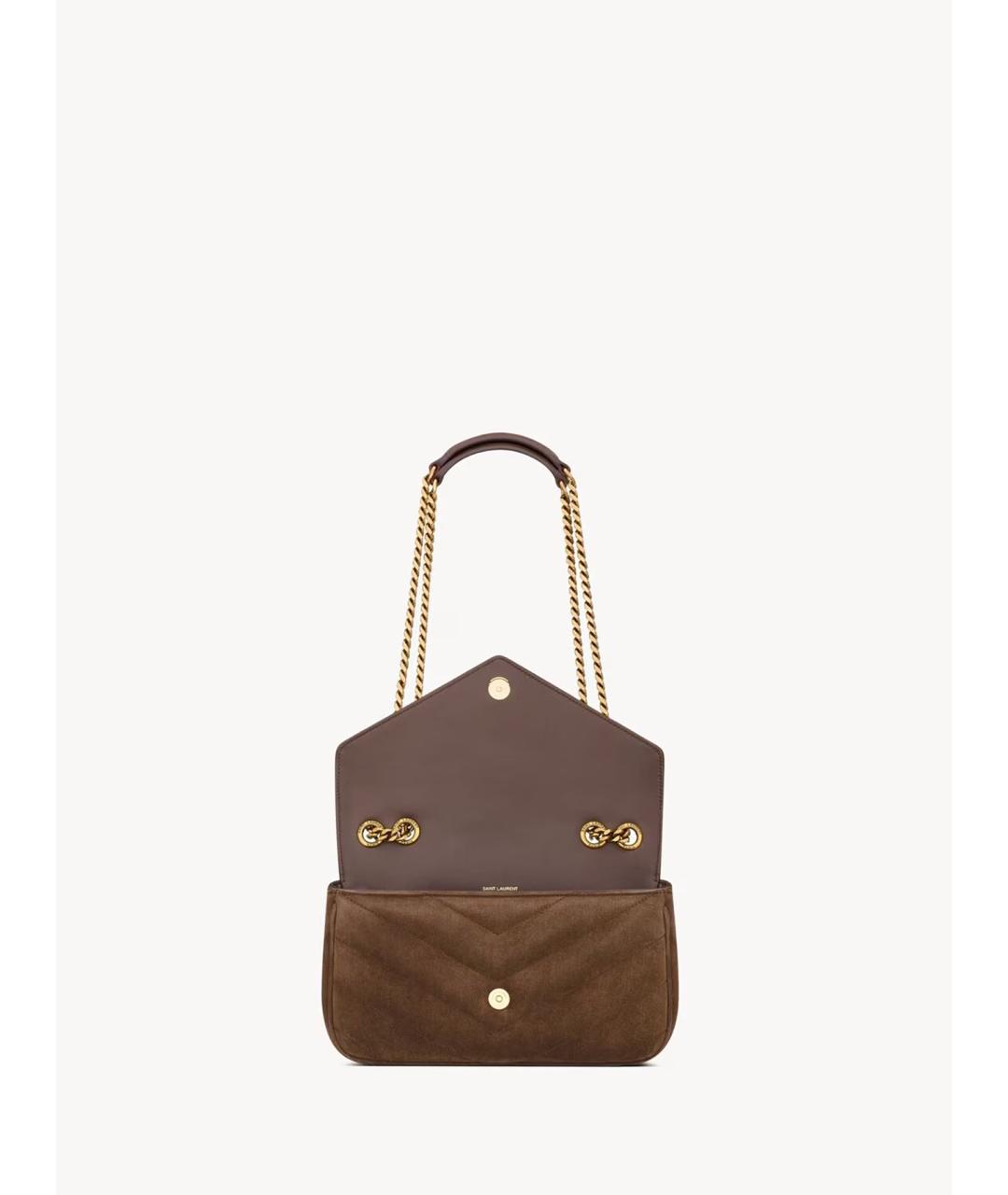 SAINT LAURENT Коричневая замшевая сумка через плечо, фото 2
