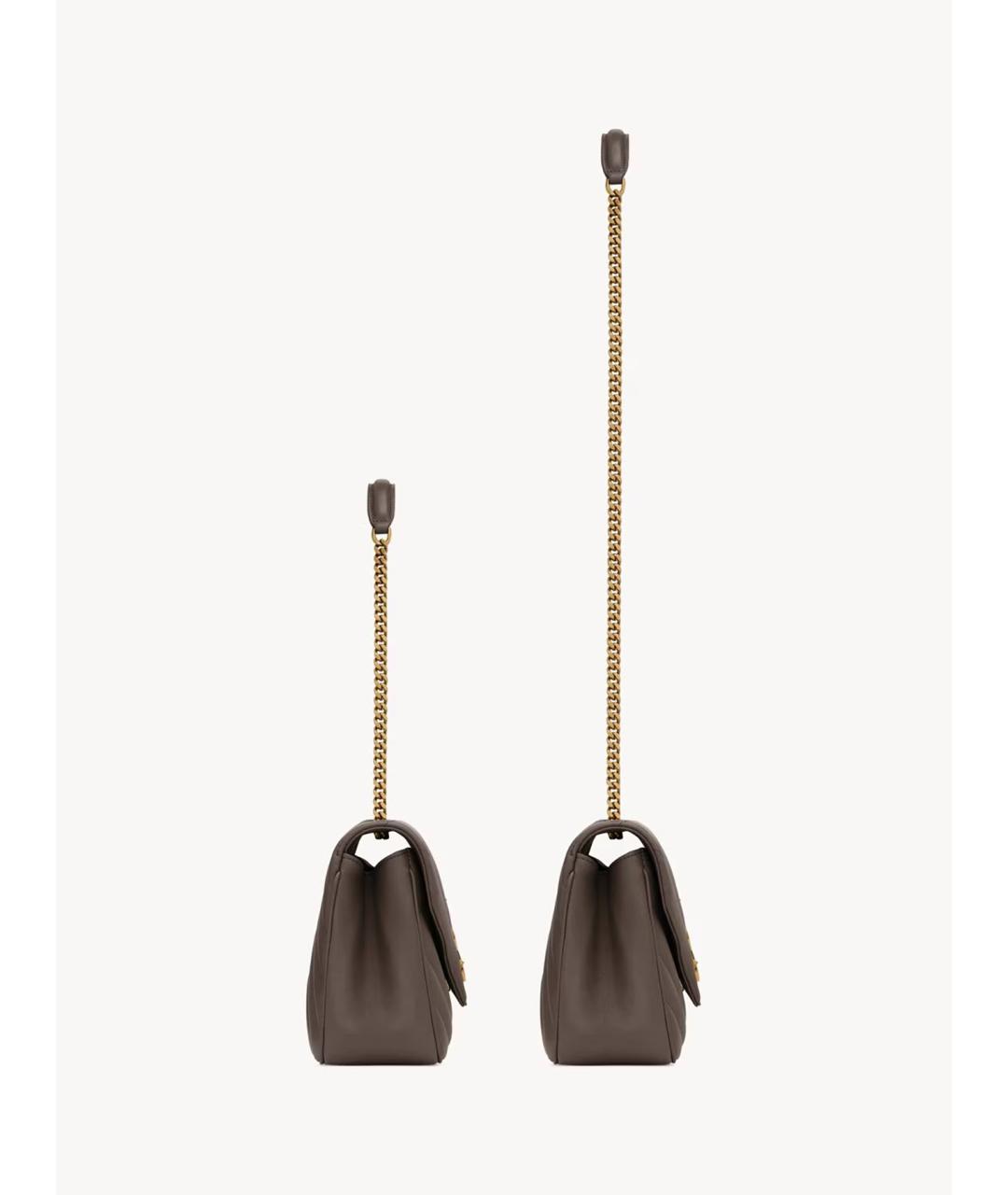 SAINT LAURENT Бежевая кожаная сумка через плечо, фото 3