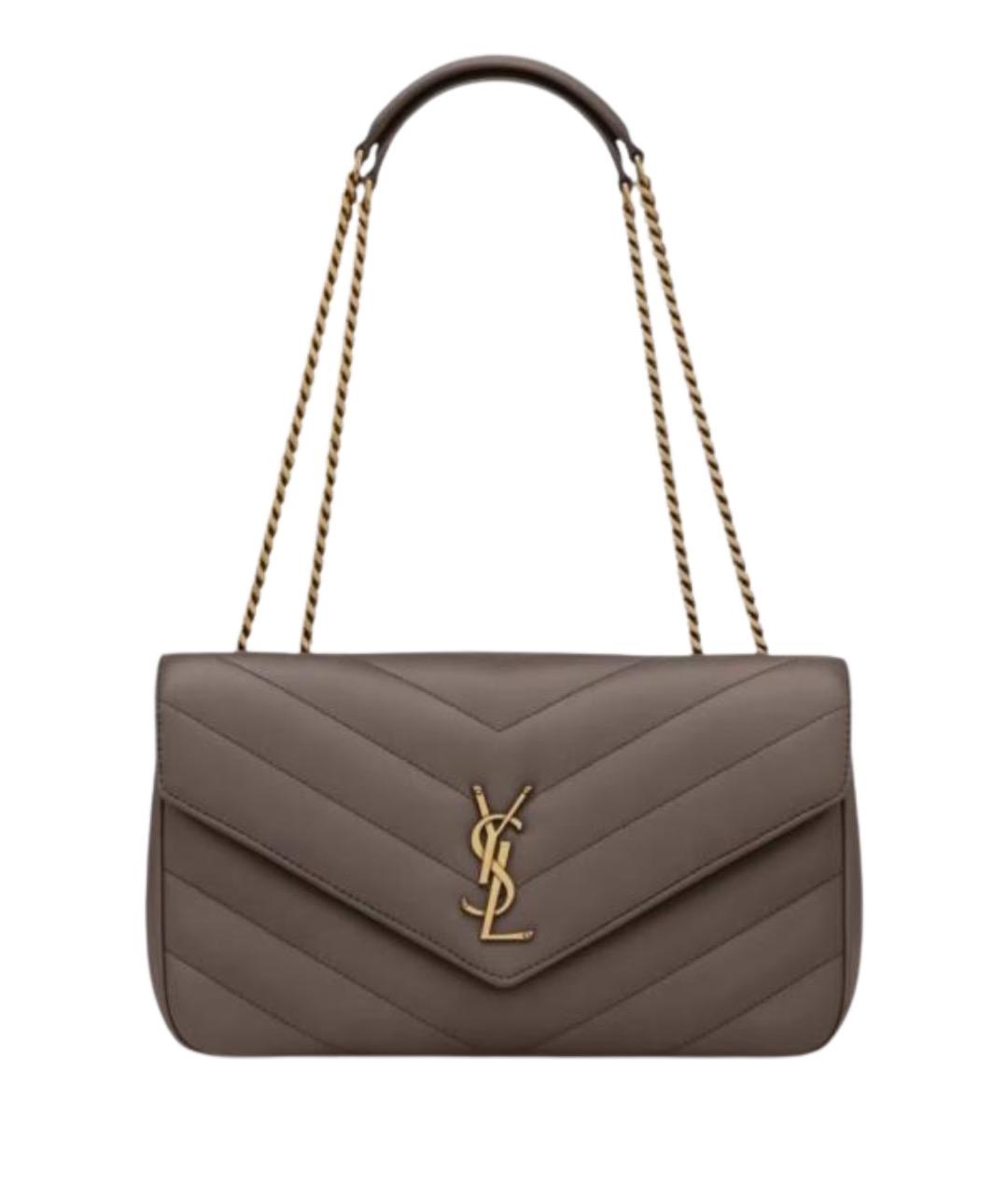 SAINT LAURENT Бежевая кожаная сумка через плечо, фото 1