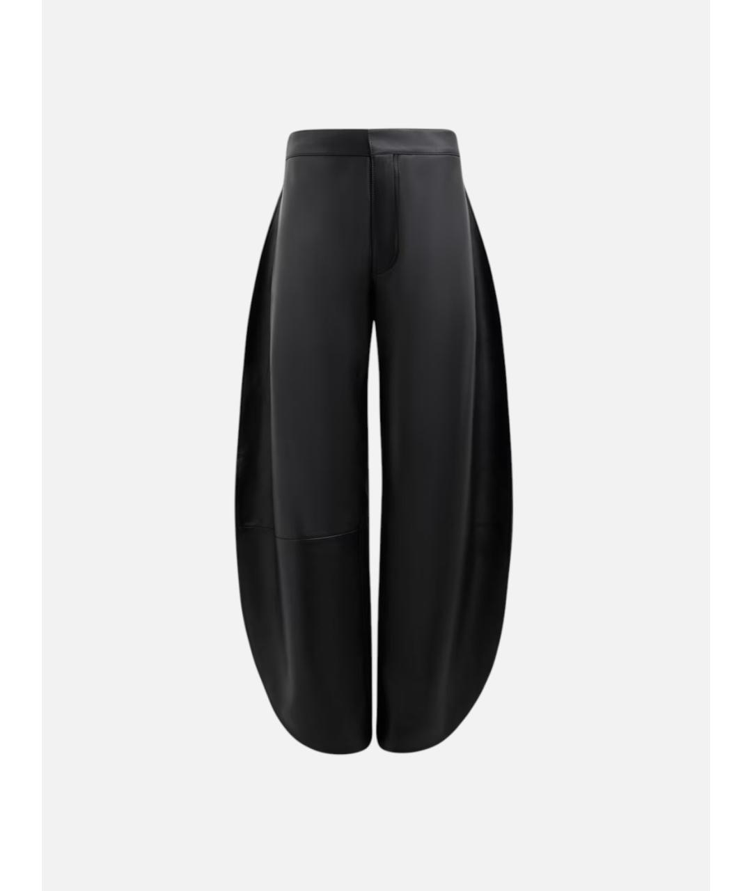 ALAIA Черные кожаные брюки широкие, фото 4