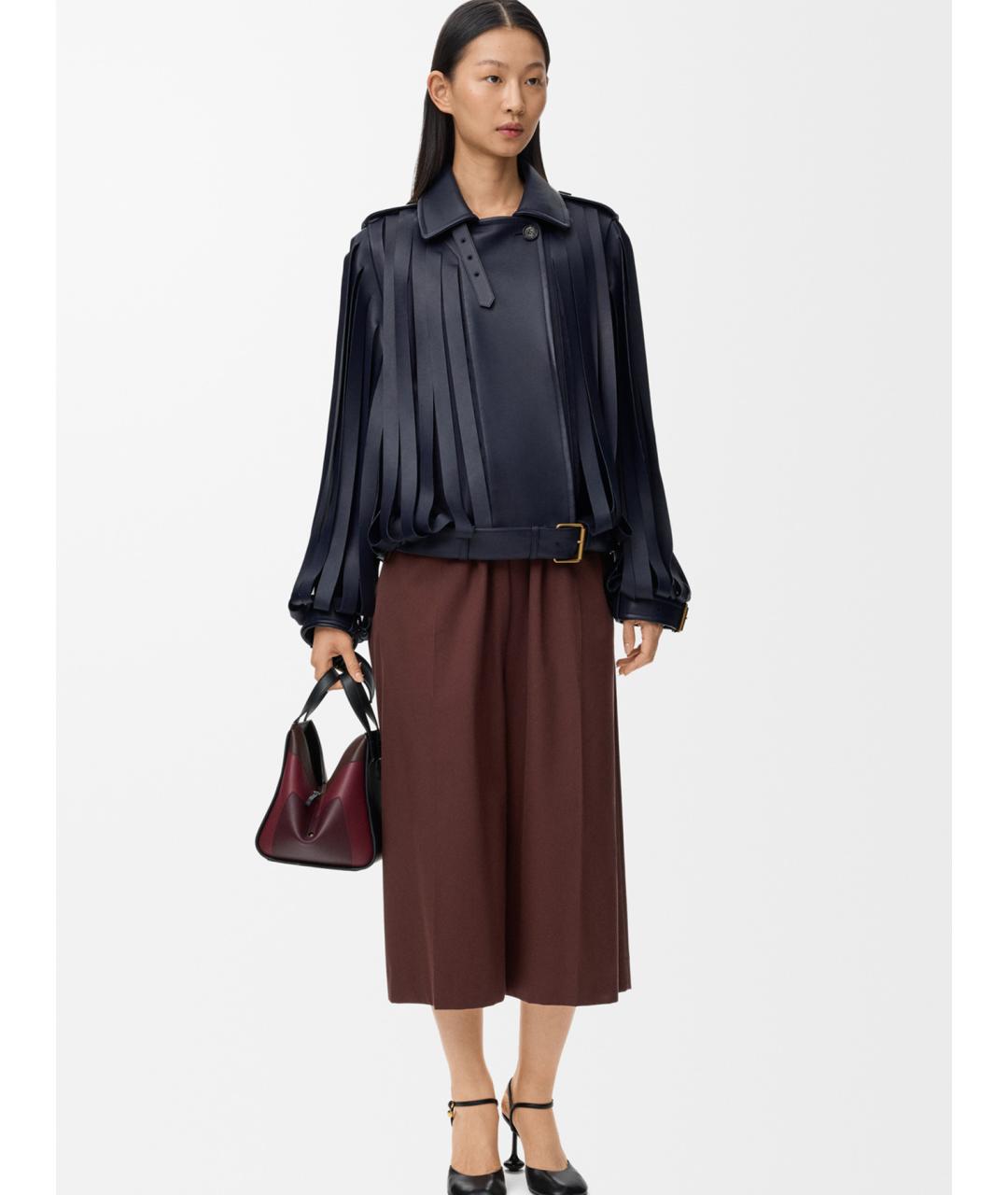 LOEWE Коричневые шелковые прямые брюки, фото 2