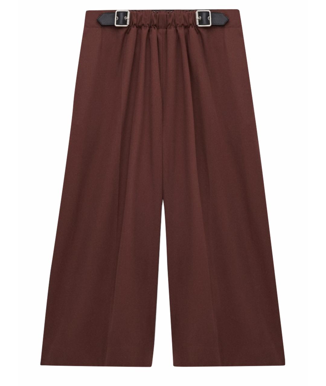 LOEWE Коричневые шелковые прямые брюки, фото 1