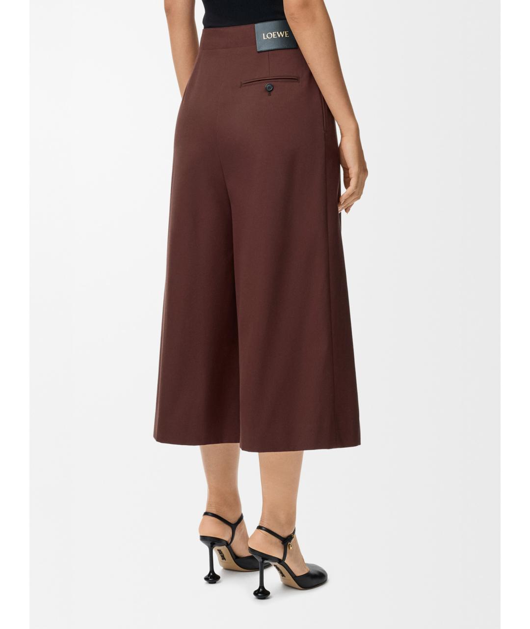 LOEWE Коричневые шелковые прямые брюки, фото 4