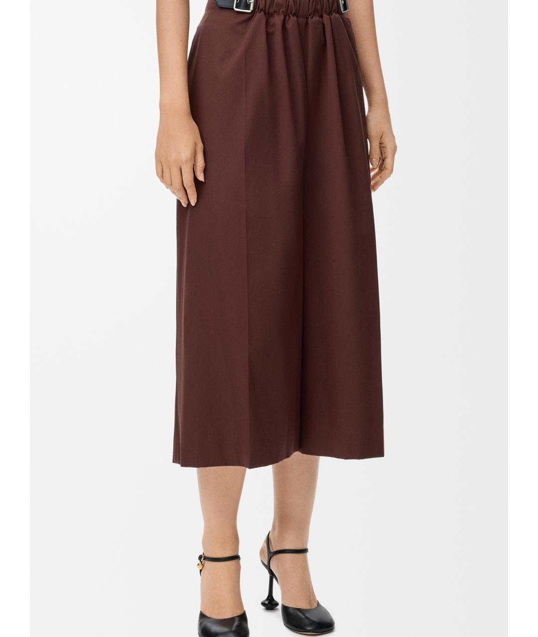 LOEWE Коричневые шелковые прямые брюки, фото 3