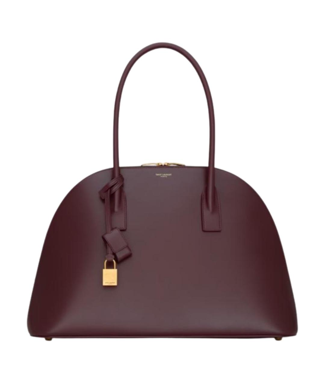 SAINT LAURENT Бордовая кожаная сумка с короткими ручками, фото 1