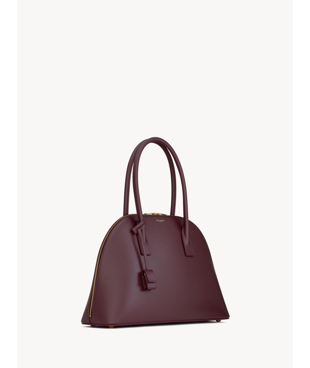 SAINT LAURENT Бордовая кожаная сумка с короткими ручками, фото 2