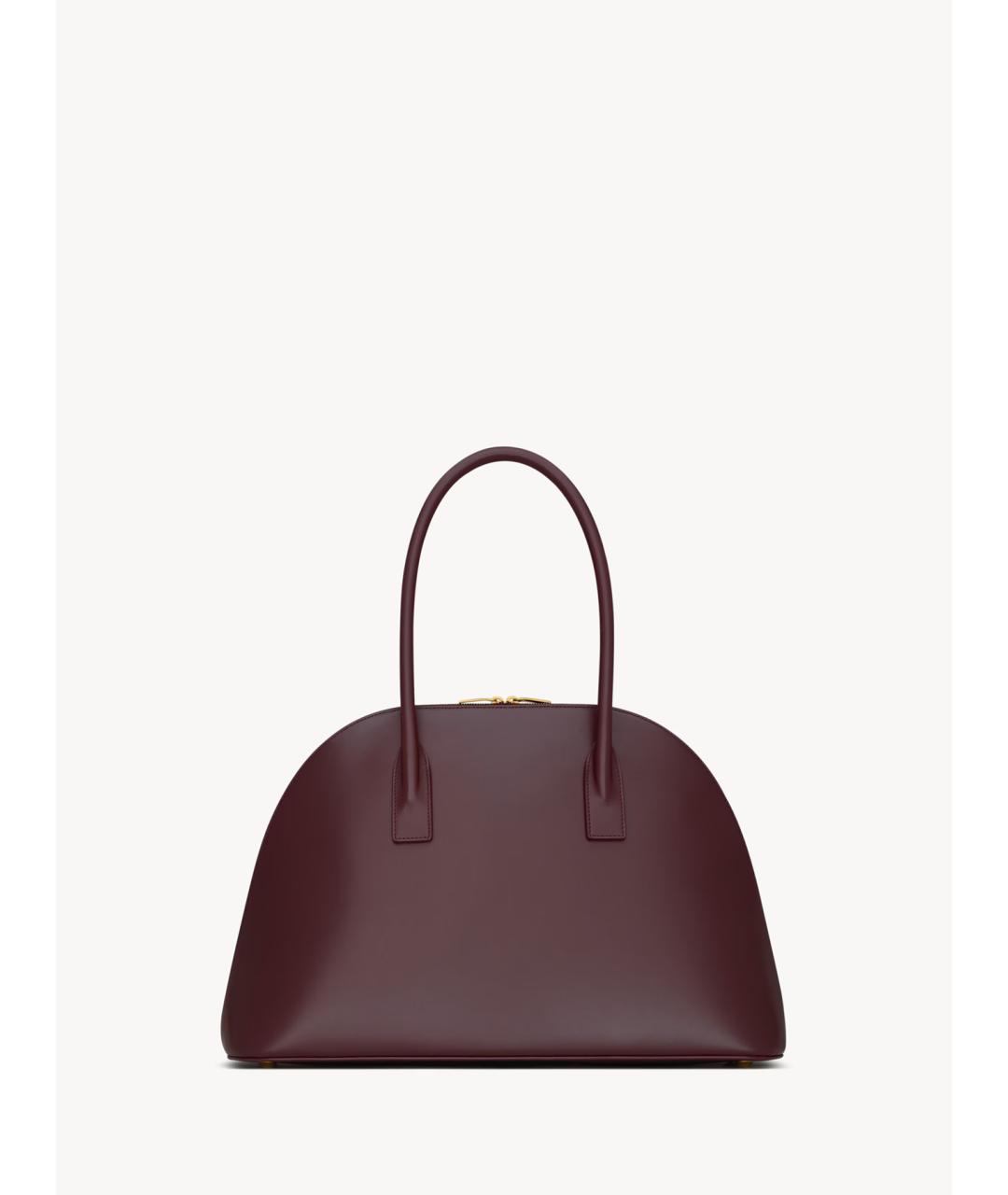 SAINT LAURENT Бордовая кожаная сумка с короткими ручками, фото 4