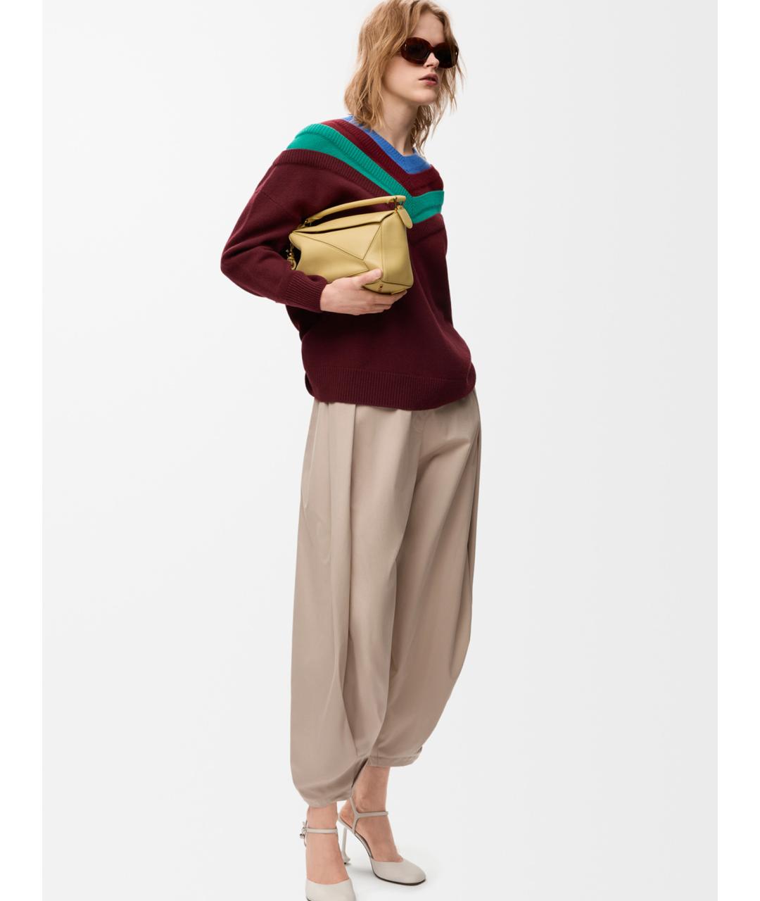 LOEWE Бордовый шерстяной джемпер / свитер, фото 2