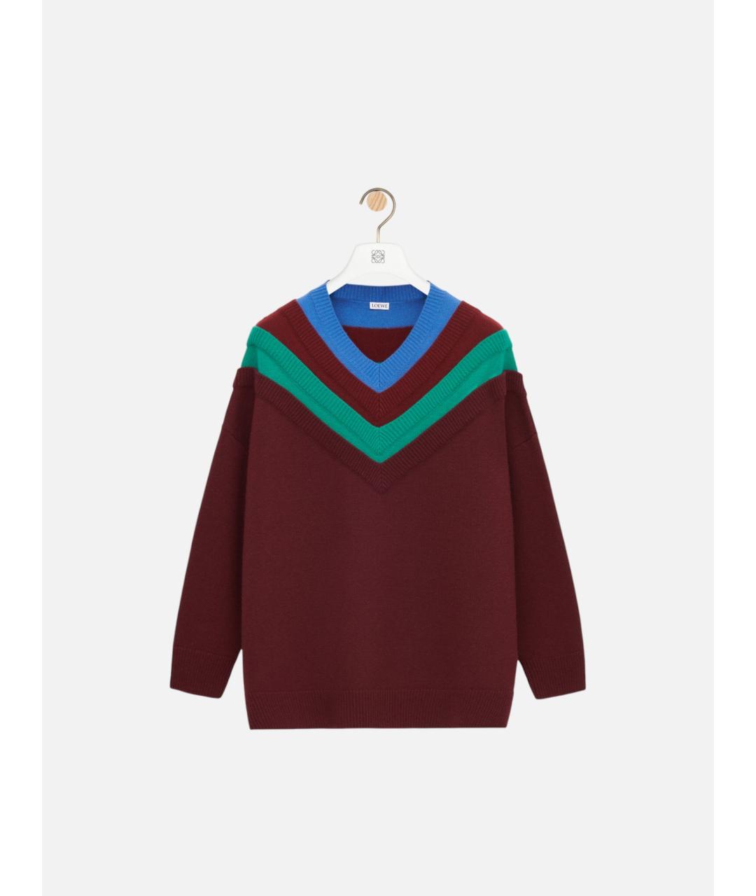 LOEWE Бордовый шерстяной джемпер / свитер, фото 5