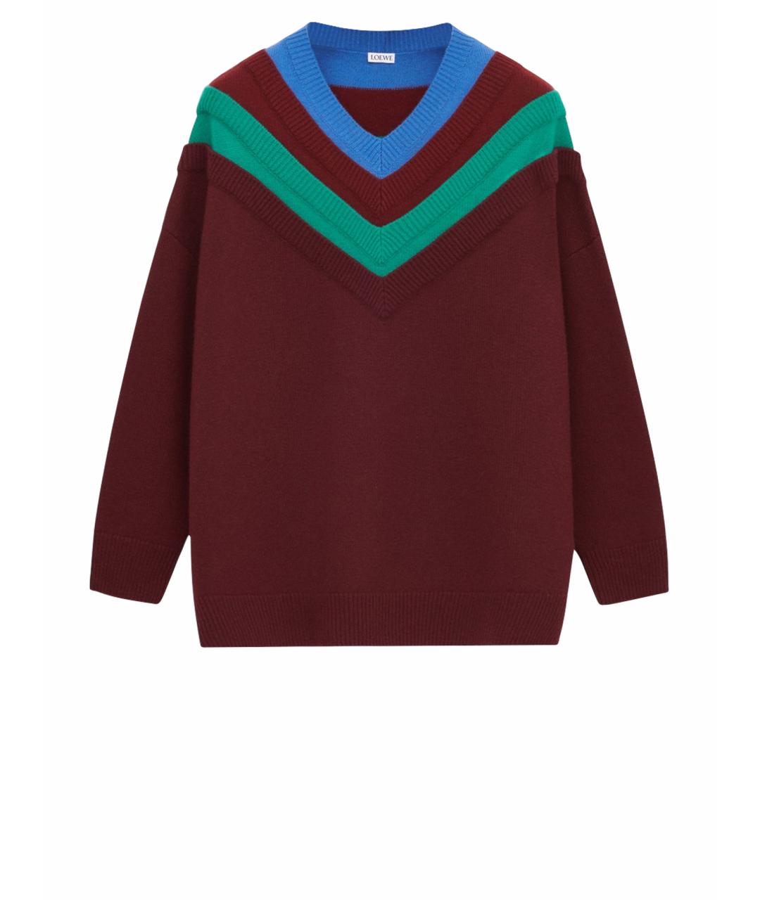 LOEWE Бордовый шерстяной джемпер / свитер, фото 1