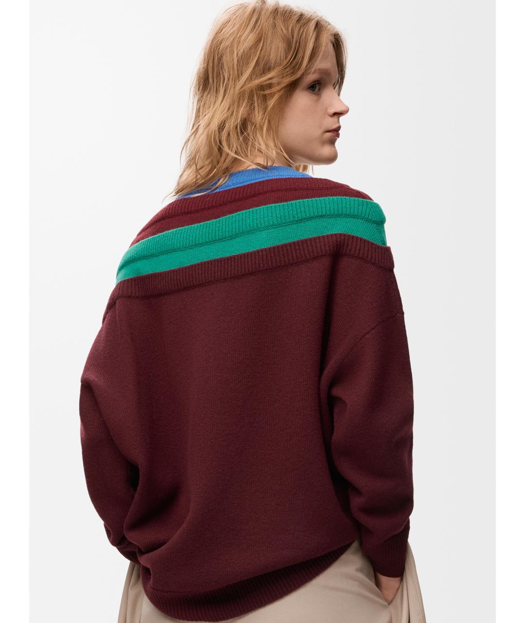 LOEWE Бордовый шерстяной джемпер / свитер, фото 4