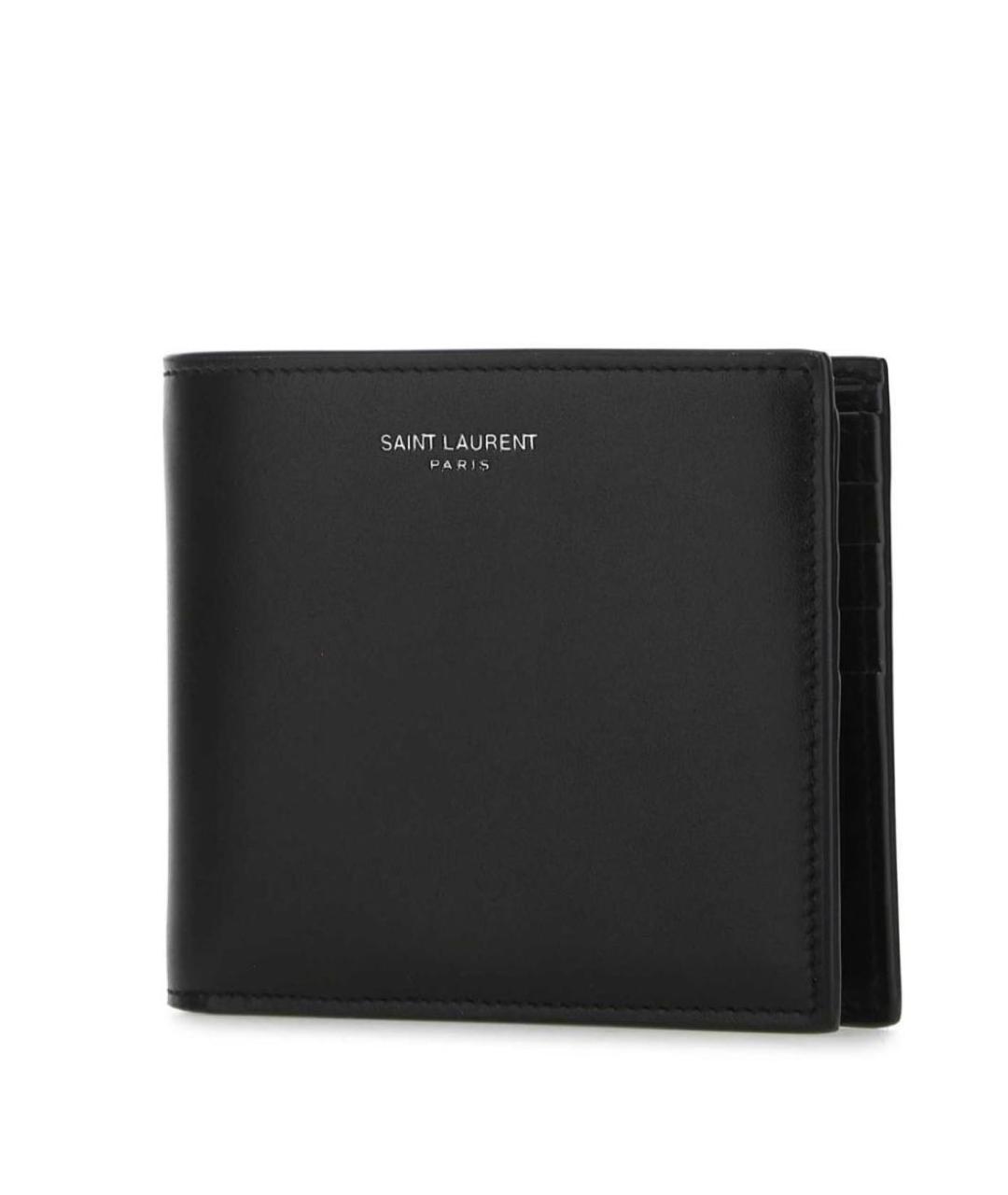 SAINT LAURENT Черный кожаный кошелек, фото 2