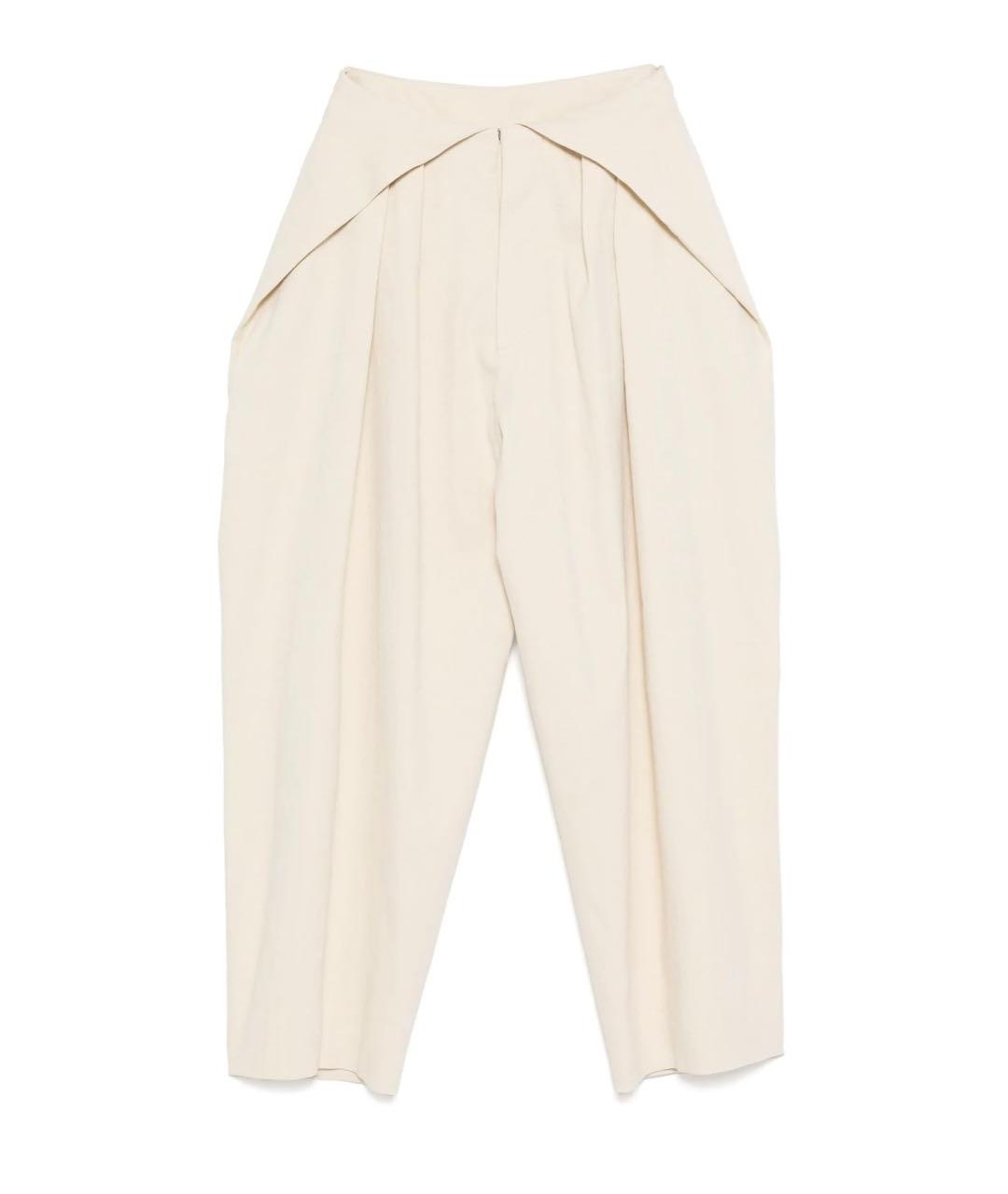 UMA WANG Бежевые льняные брюки широкие, фото 1