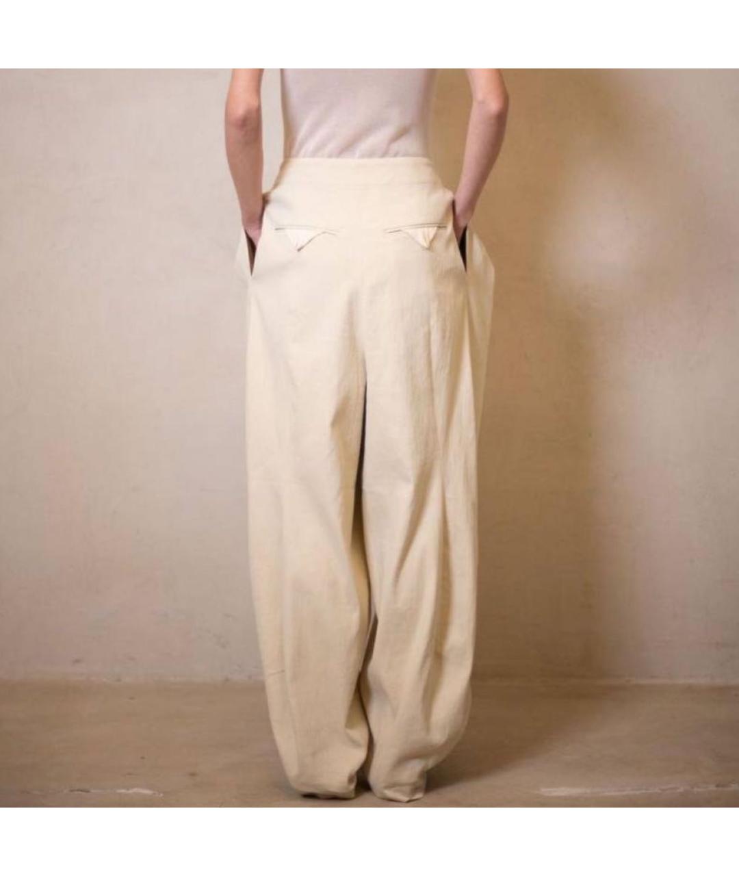 UMA WANG Бежевые льняные брюки широкие, фото 3