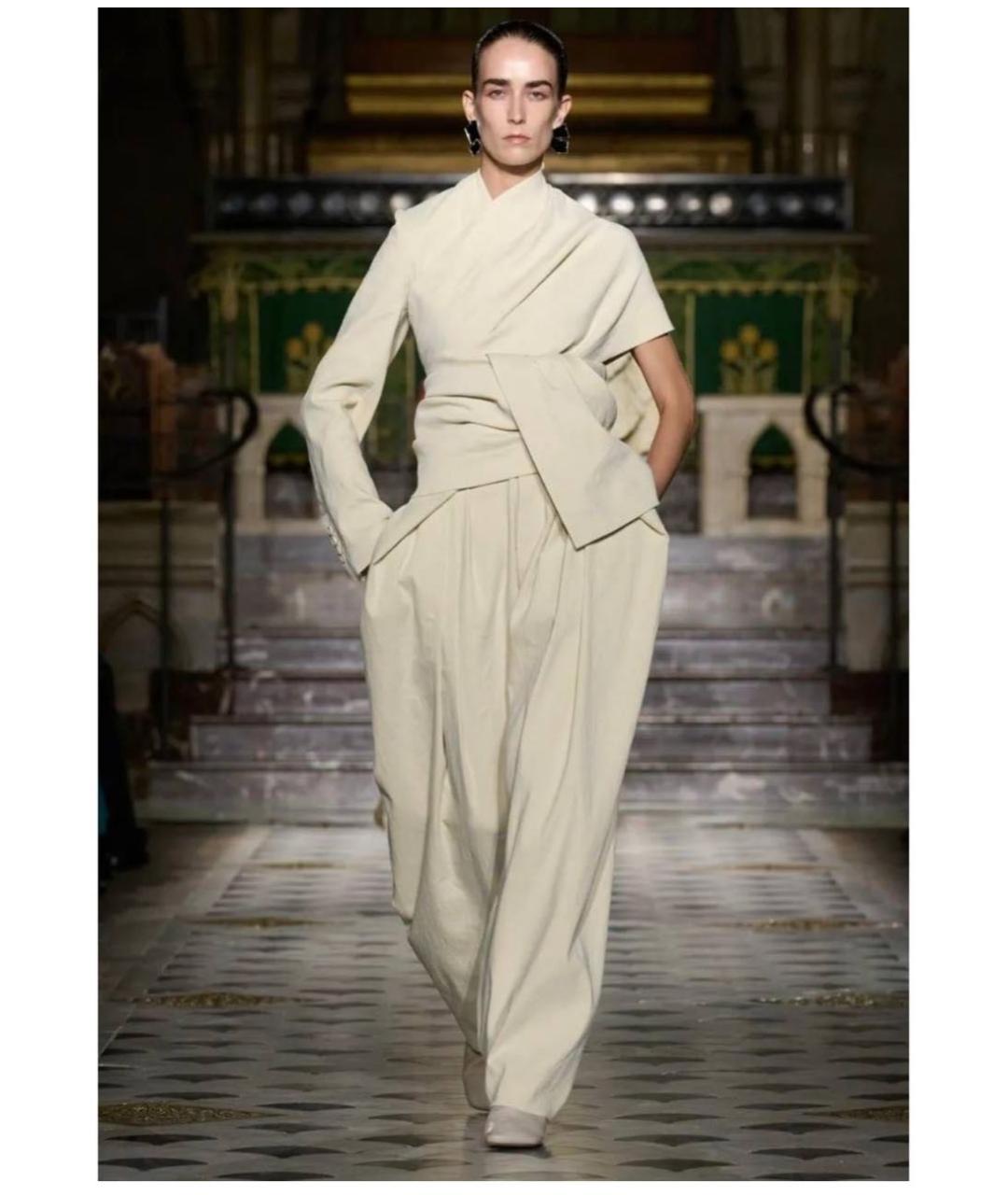 UMA WANG Бежевые льняные брюки широкие, фото 5