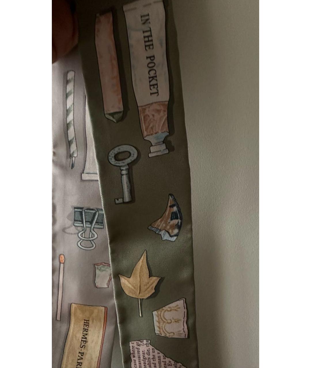 HERMES Серый шелковый платок, фото 2