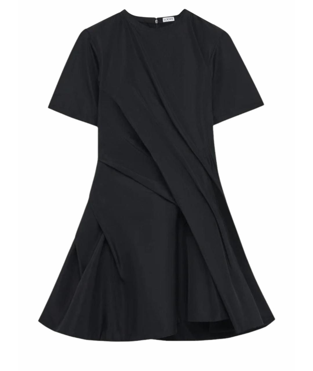 LOEWE Черное шелковое повседневное платье, фото 1