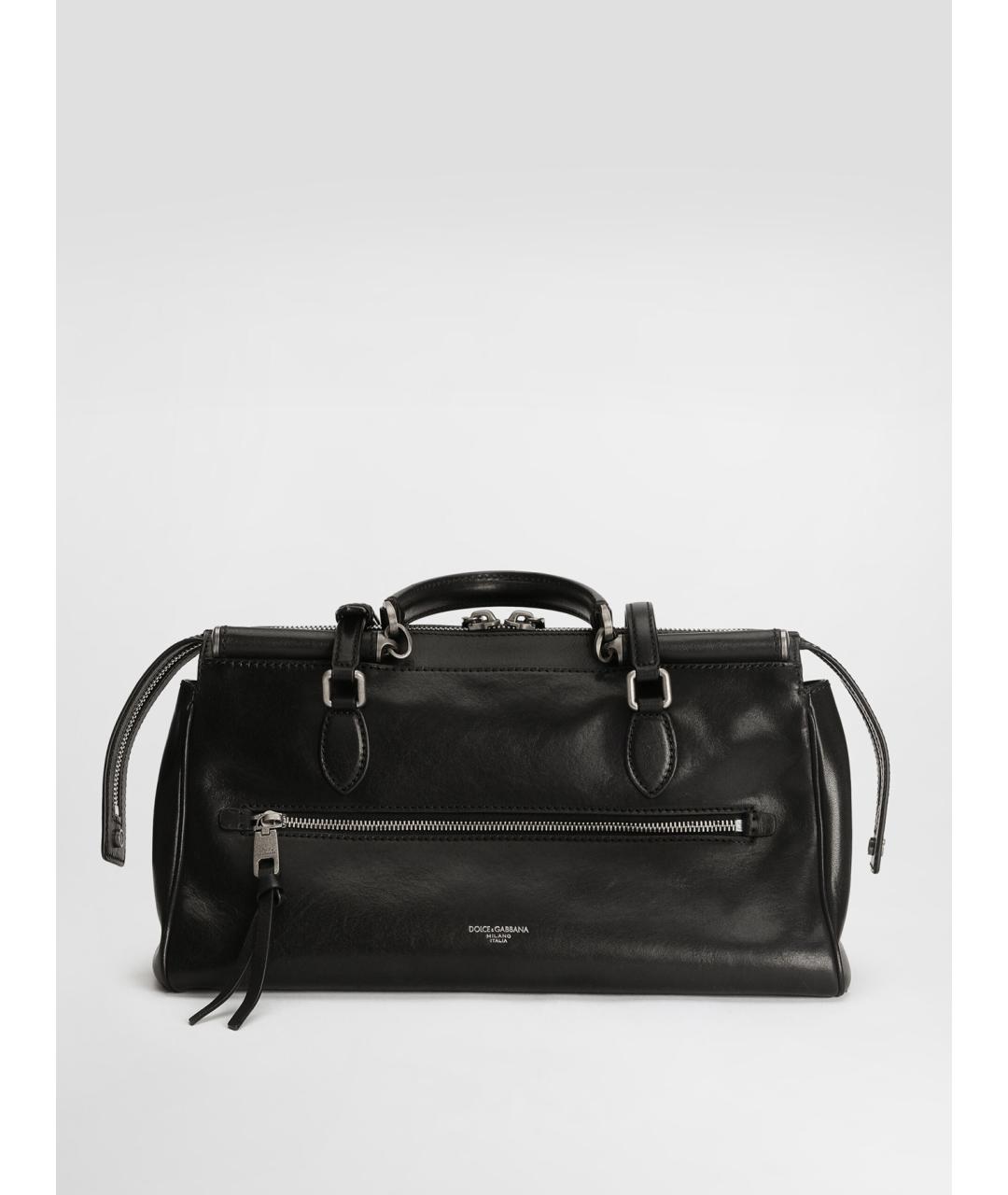 DOLCE&GABBANA Черная кожаная сумка с короткими ручками, фото 4