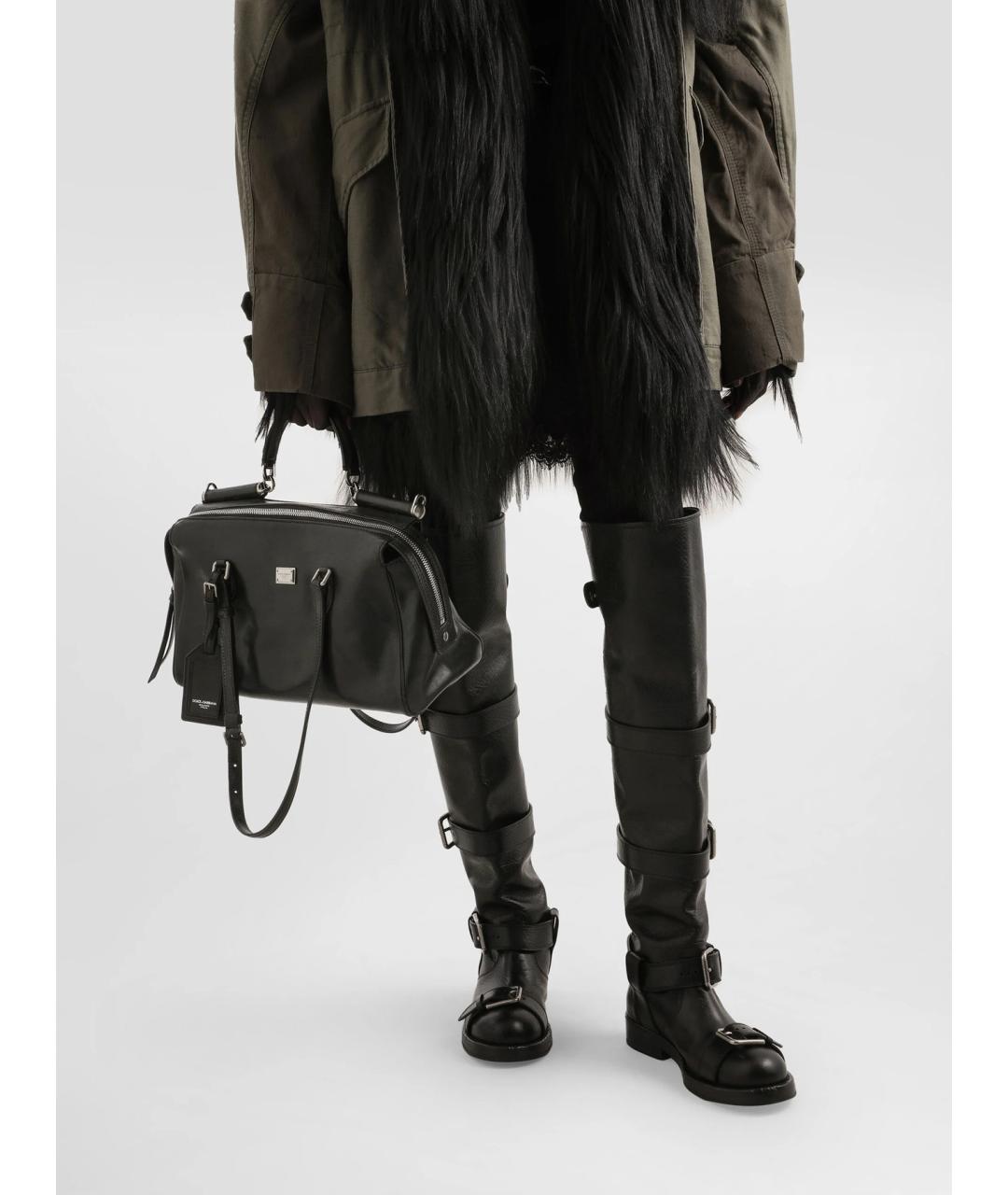 DOLCE&GABBANA Черная кожаная сумка с короткими ручками, фото 2