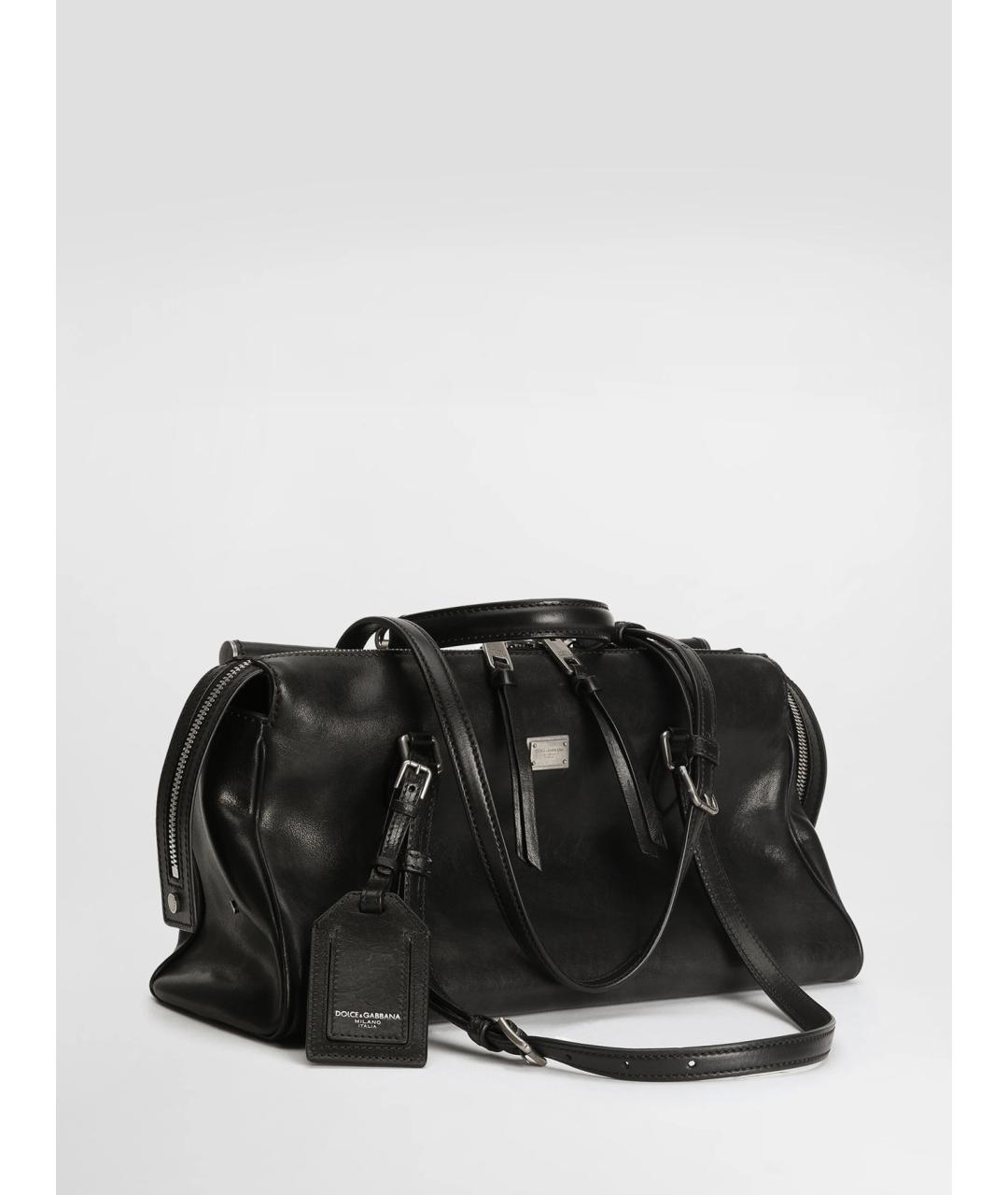 DOLCE&GABBANA Черная кожаная сумка с короткими ручками, фото 3