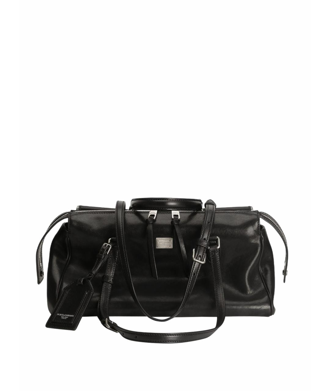 DOLCE&GABBANA Черная кожаная сумка с короткими ручками, фото 1