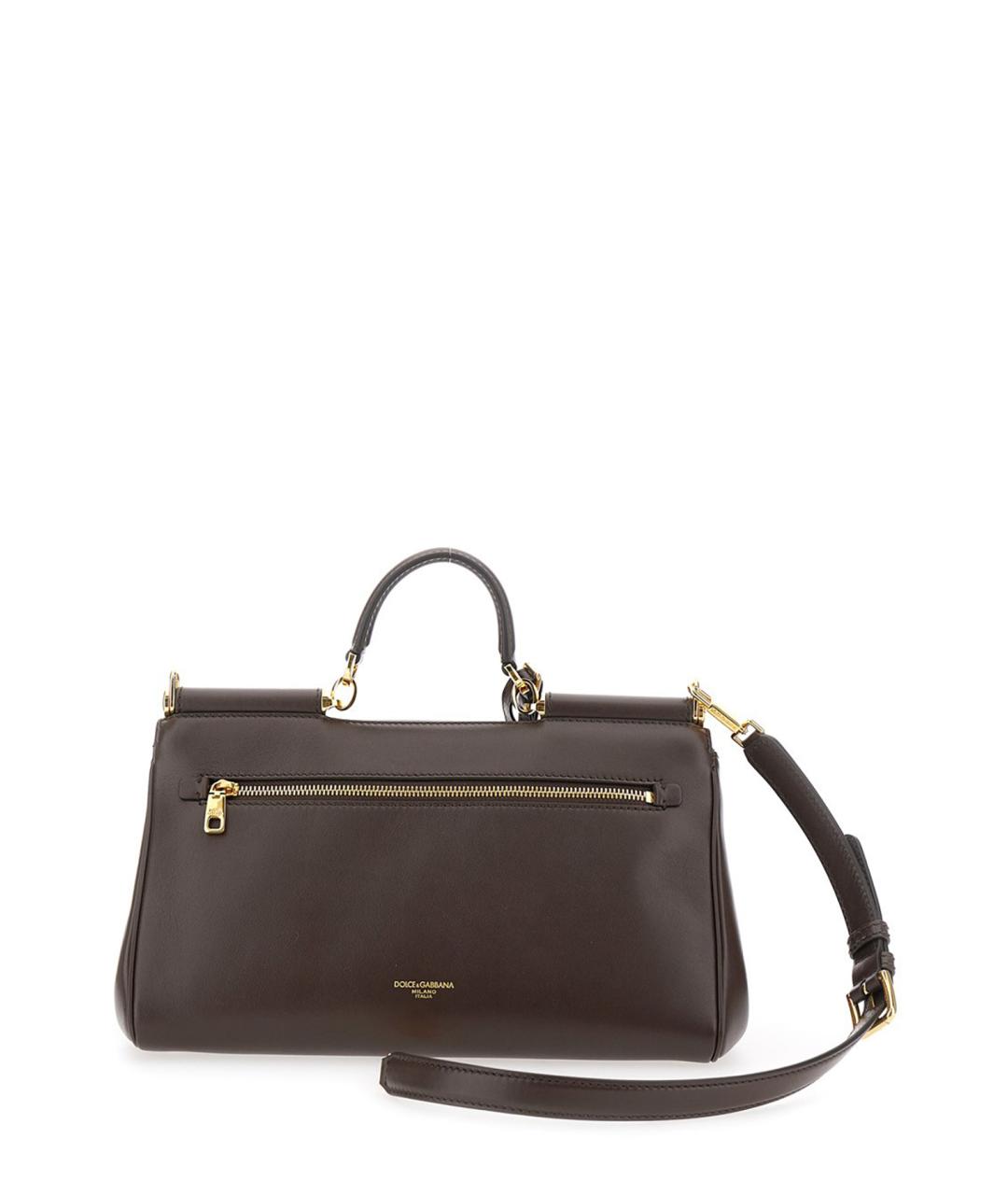 DOLCE&GABBANA Коричневая кожаная сумка через плечо, фото 3
