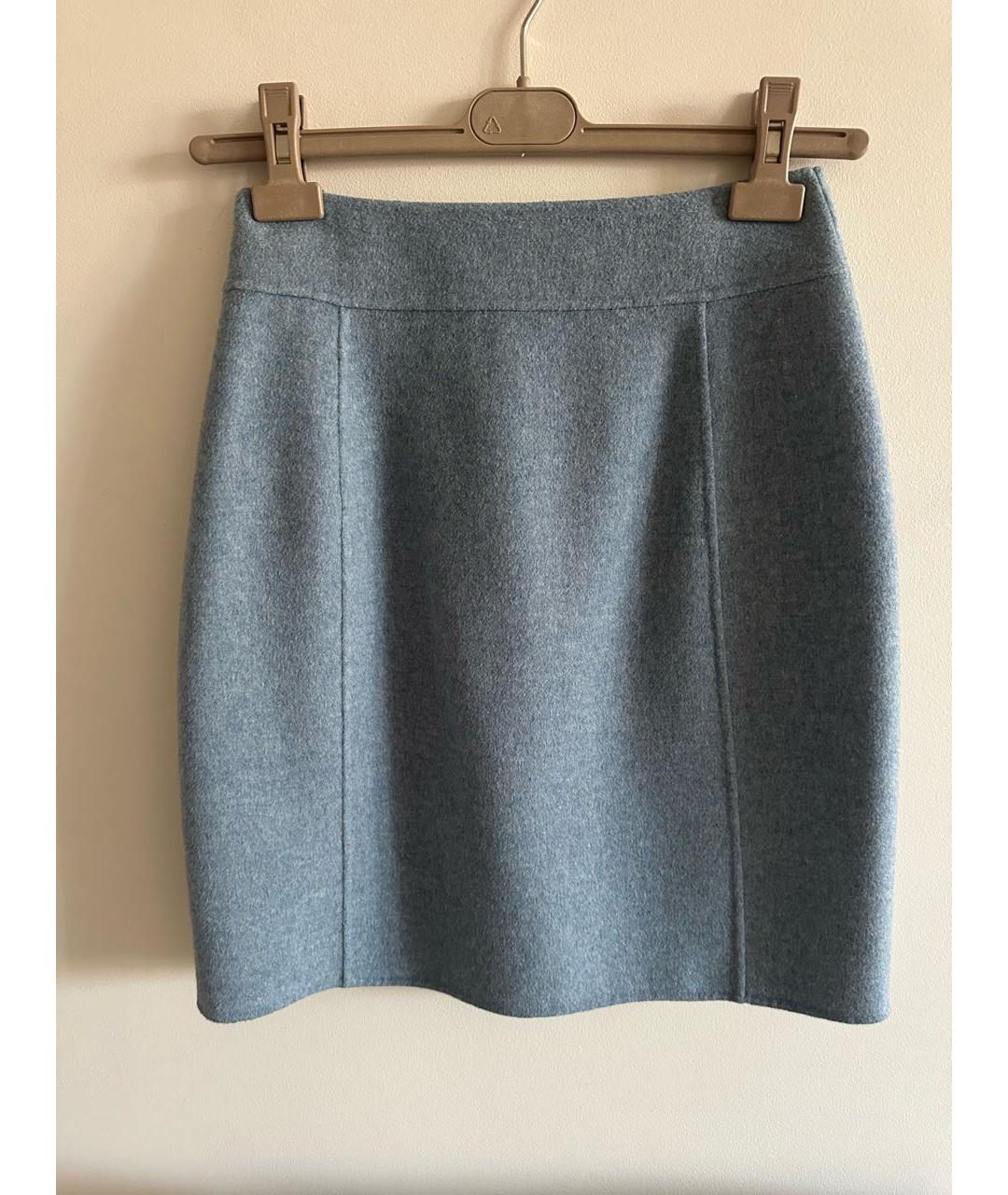 WEEKEND MAX MARA Голубая шерстяная юбка мини, фото 2