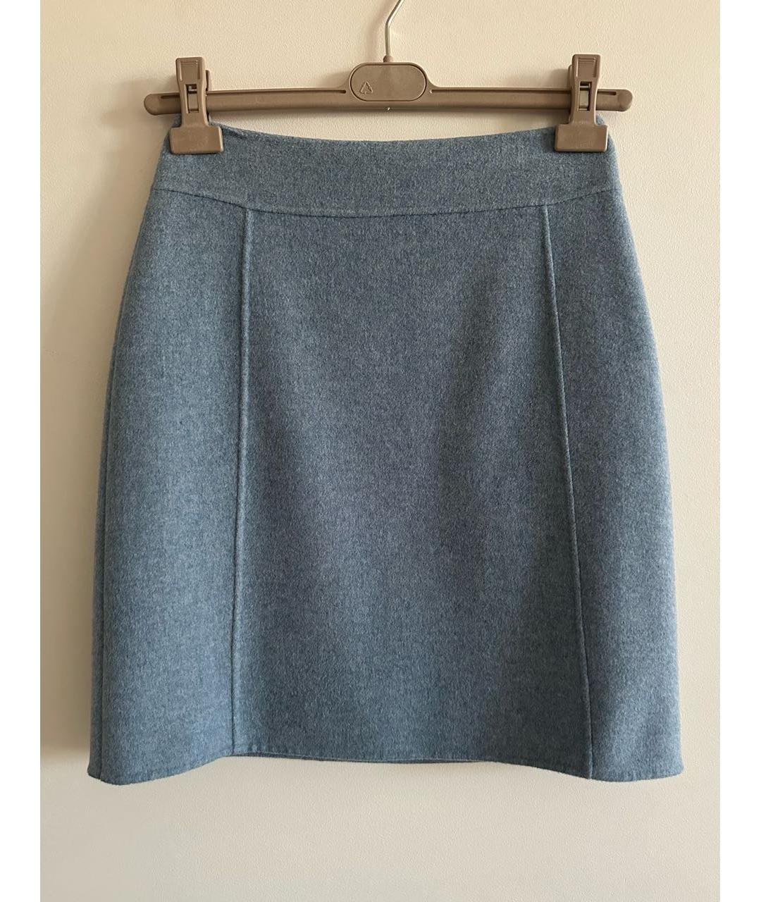 WEEKEND MAX MARA Голубая шерстяная юбка мини, фото 6