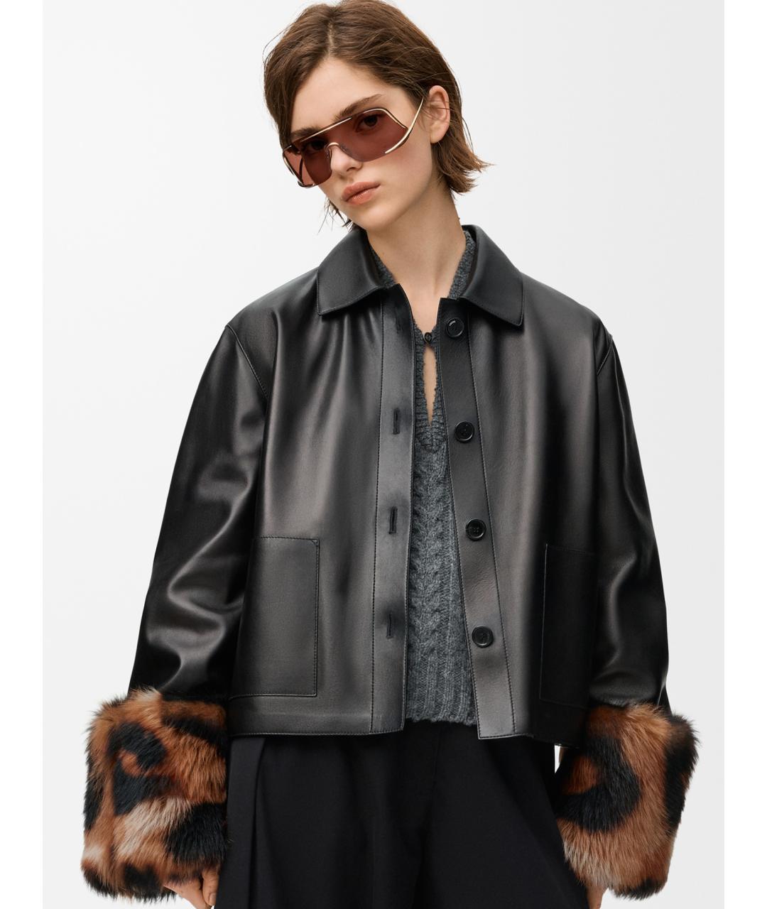 LOEWE Черная кожаная куртка, фото 3