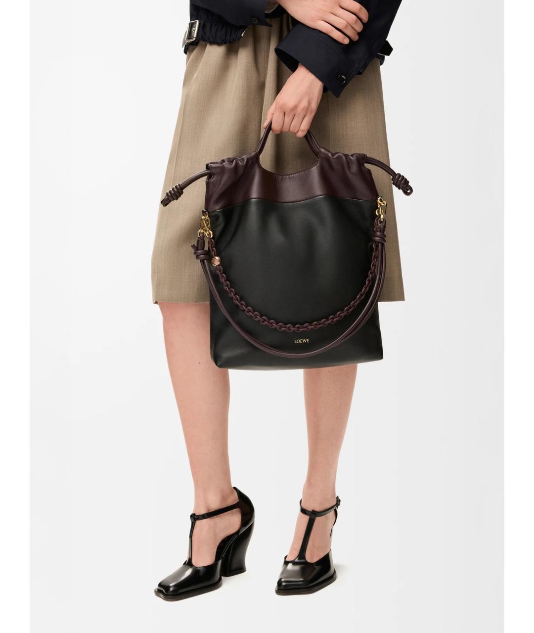 LOEWE Черная кожаная сумка с короткими ручками, фото 2