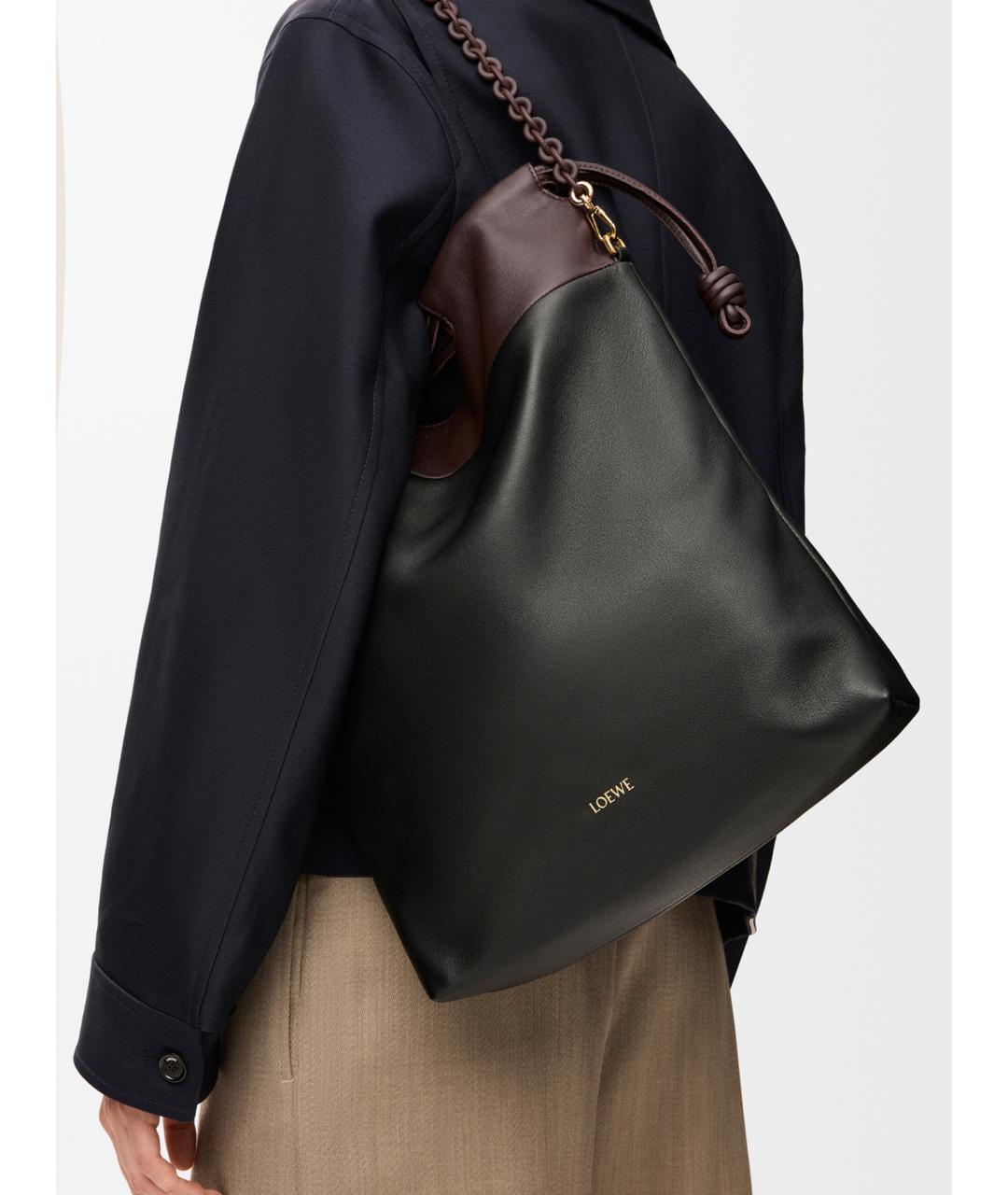 LOEWE Черная кожаная сумка с короткими ручками, фото 4