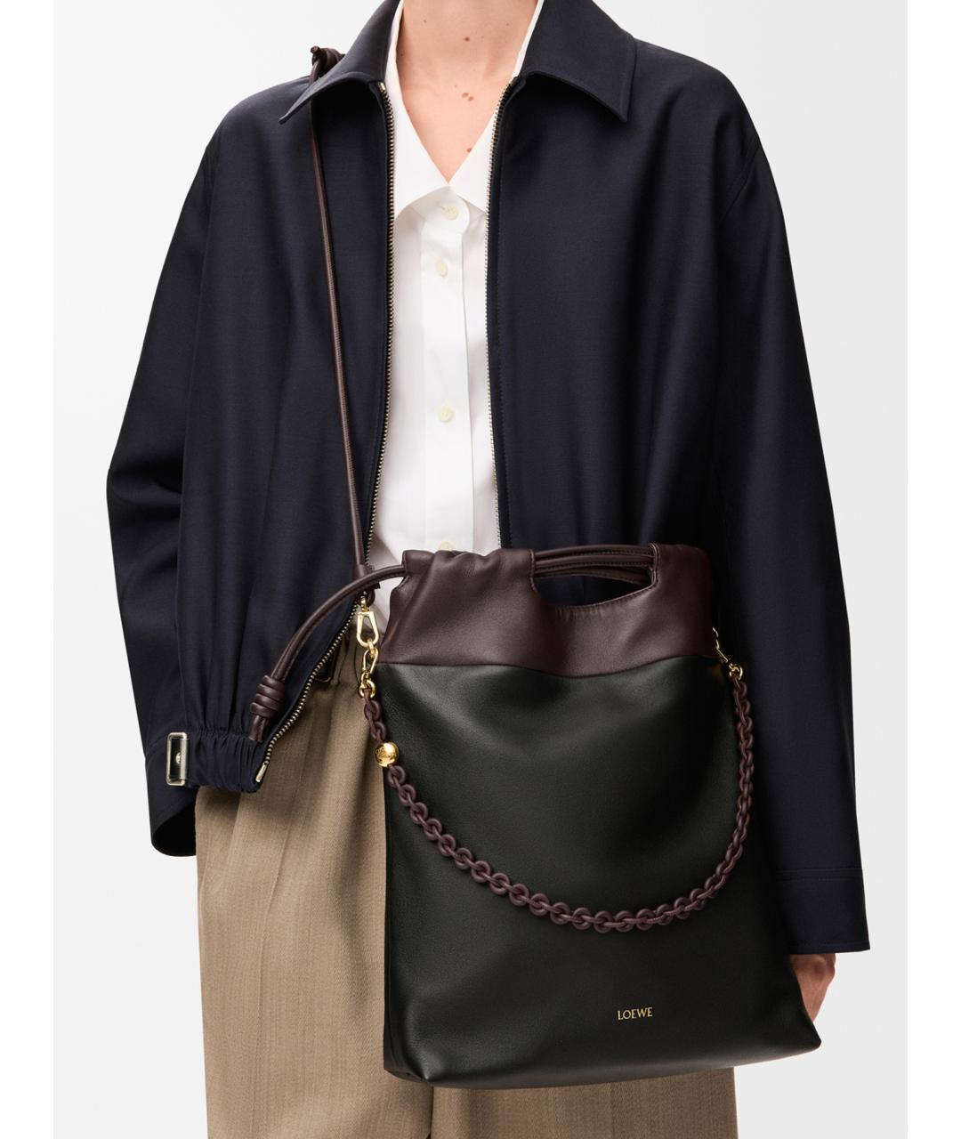 LOEWE Черная кожаная сумка с короткими ручками, фото 3