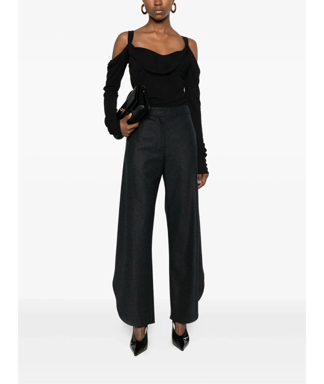 ALAIA Черные шерстяные брюки широкие, фото 2