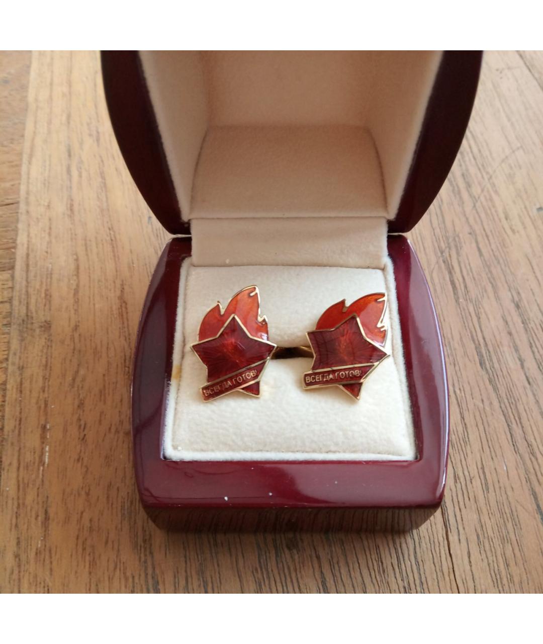 GOURJI Бордовые запонки из желтого золота, фото 3