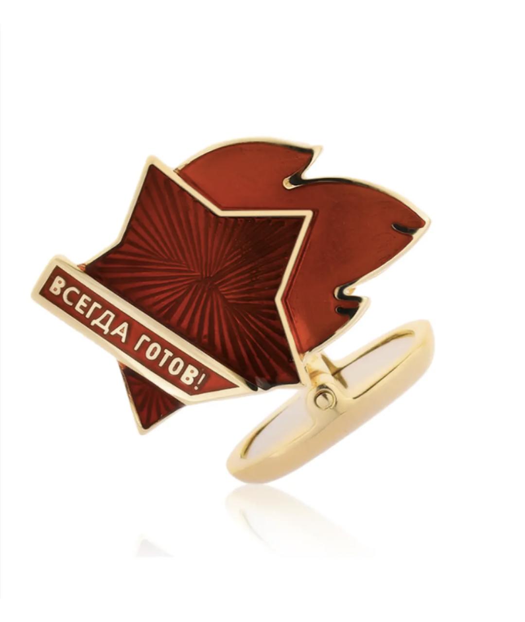 GOURJI Бордовые запонки из желтого золота, фото 1