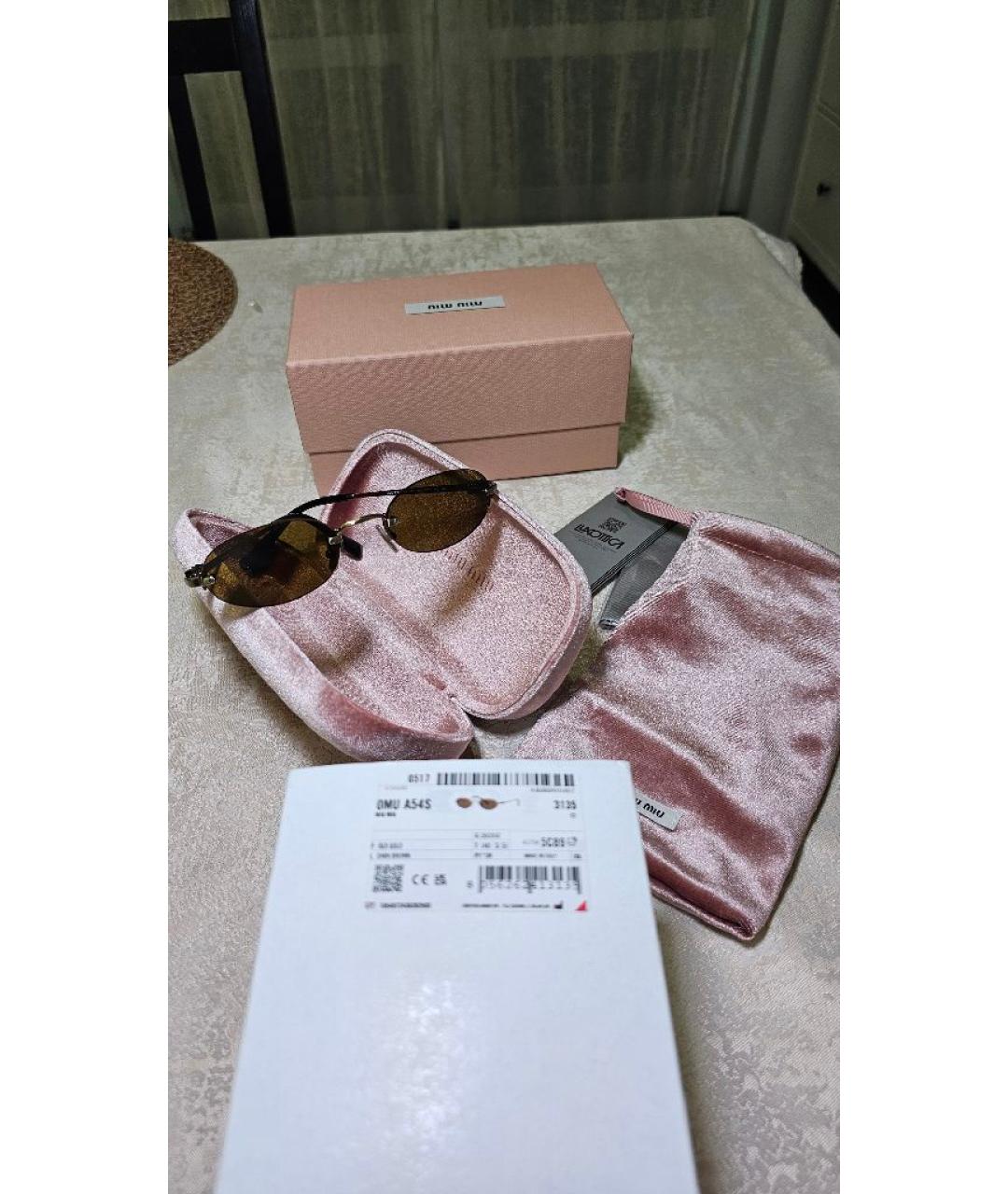 MIU MIU Коричневые металлические солнцезащитные очки, фото 6